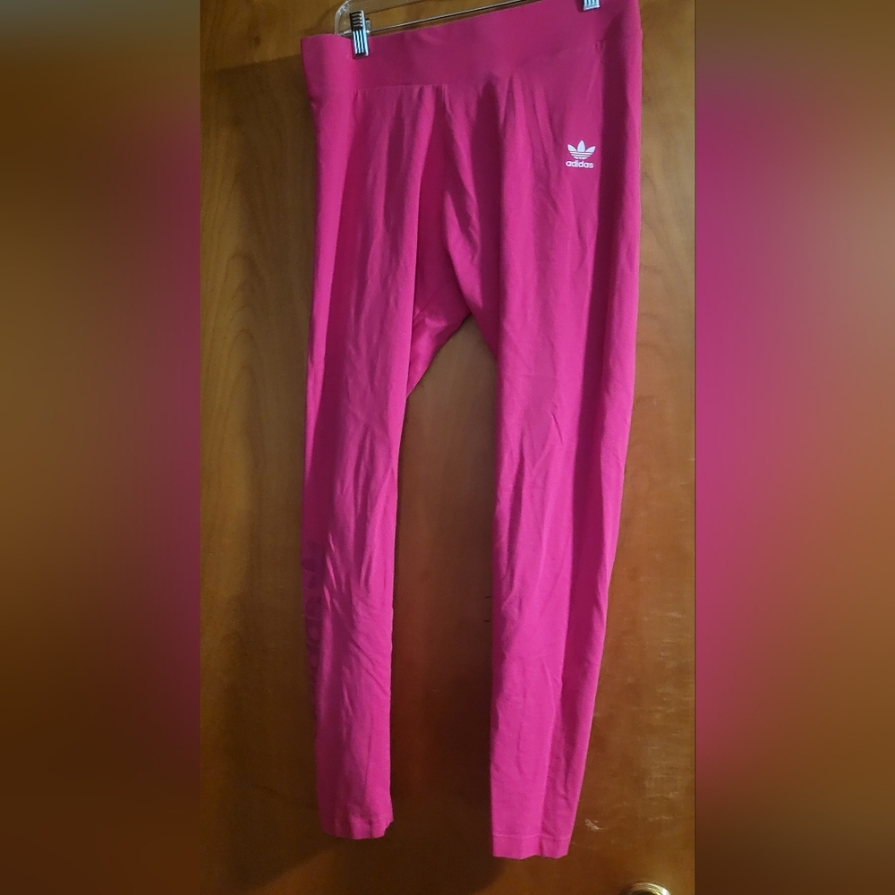 Adidas Ladies (Oversized) Pink Leggings Bottoms Small - Picture 2 of 6